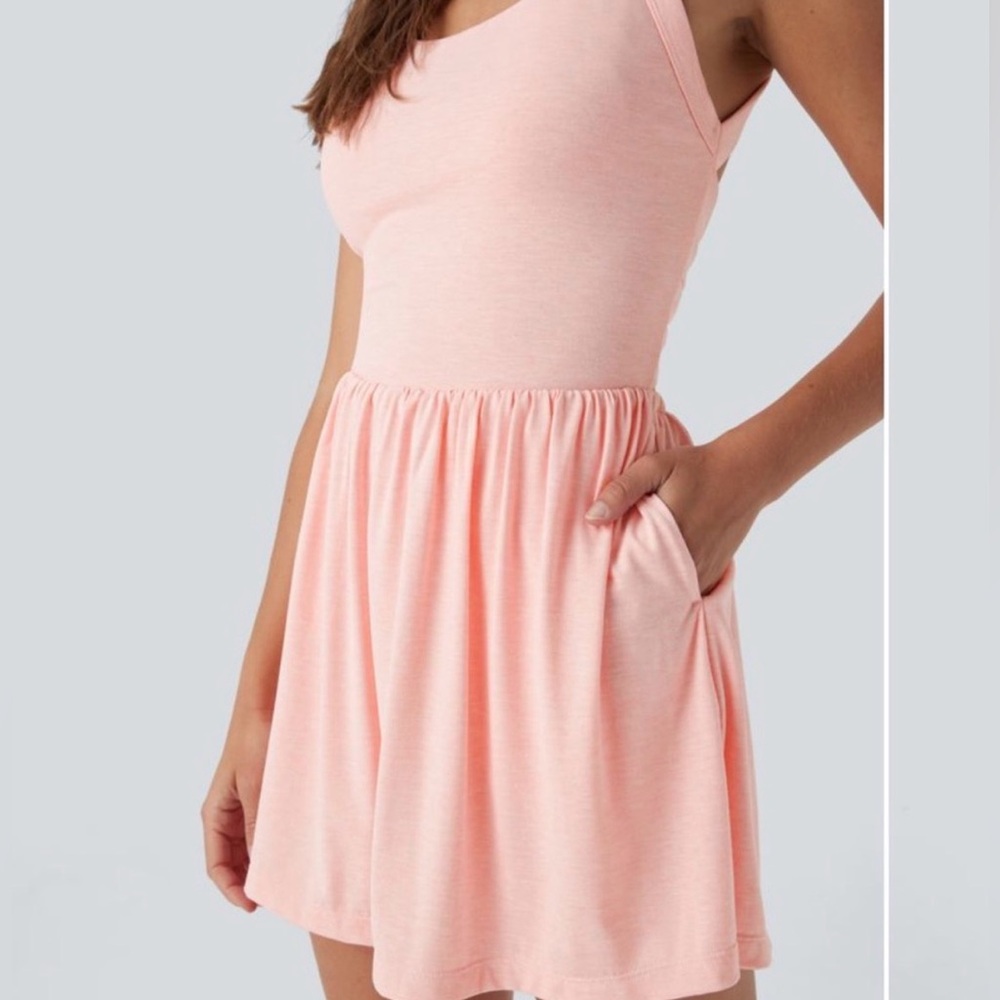 Halara Pocket 2-in-1 Halter Romper Easy Peezy Edition Creole Pink Floral Yarn XL - Picture 4 of 10